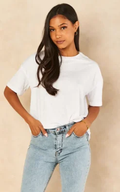 Noisy May Short Sleeve Oversized T Shirt In White