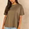 Noisy May Short Sleeve Oversized T Shirt In Khaki