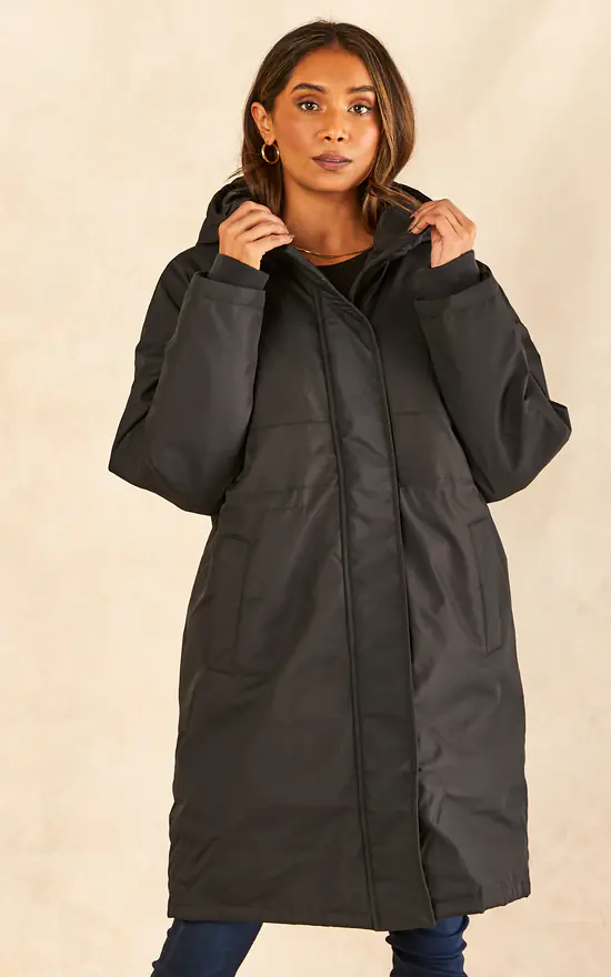 JJXX Hooded Parka Coat In Black - Image 2
