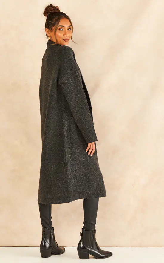 Long Sleeve Knitted Coatigan In Dark Grey - Image 4