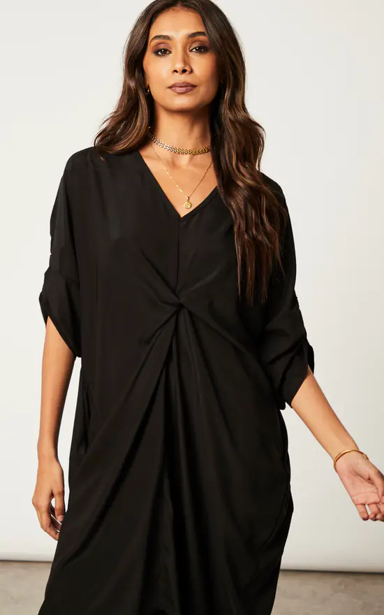 Twist Front Midi Dress Black - Image 2