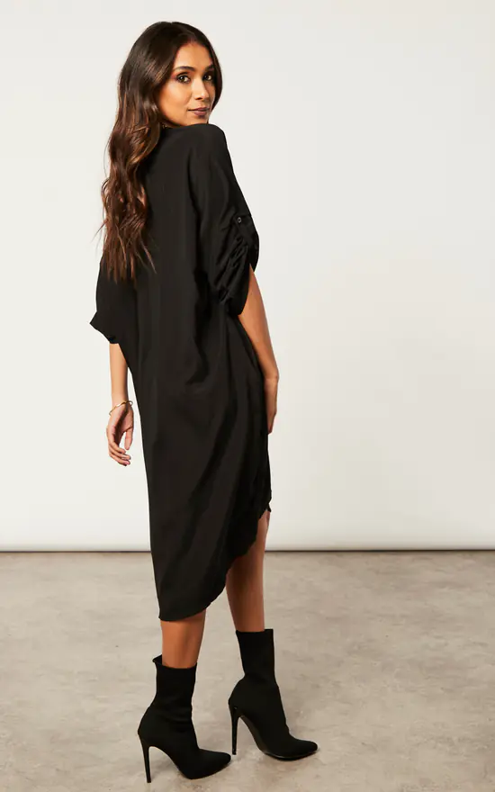 Twist Front Midi Dress Black - Image 4