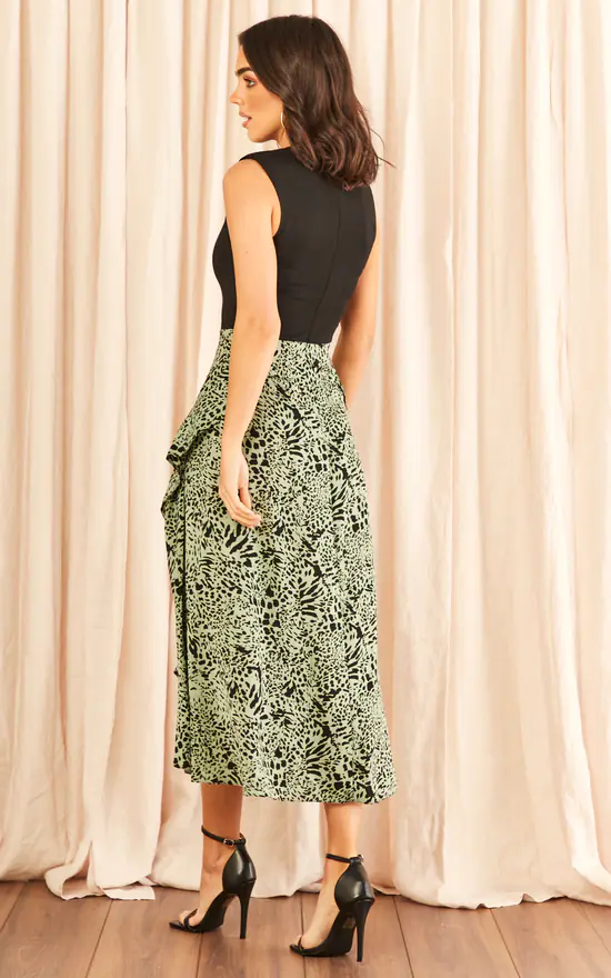 AX Paris Black 2 In 1 Padded Shoulder Midi Dress - Image 2