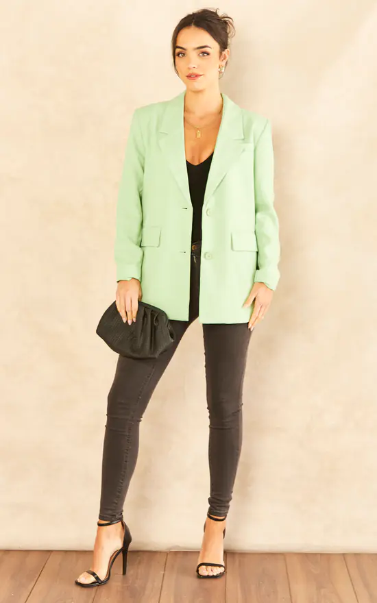 Noisy May Classic Blazer In Sage Green - Image 2