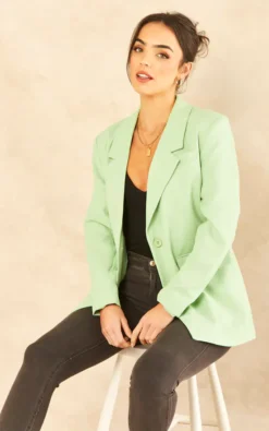 Noisy May Classic Blazer In Sage Green