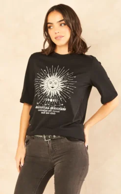 Noisy May Sun Graphic T Shirt In Black