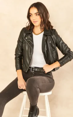 Faux Leather Jacket In Black