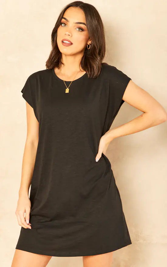 Noisy May Short Sleeve T Shirt Dress In Black - Image 3