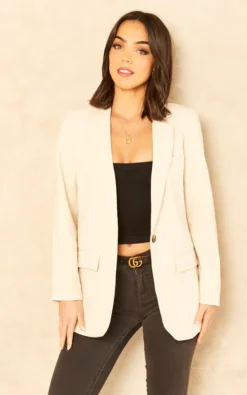 Object Single Breast Blazer In Cream