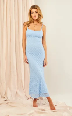 Bardot Lace Midi Dress In Light Blue