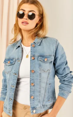 ONLY Short Denim Jacket In Light Blue Denim