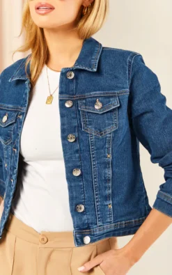 ONLY Long Sleeve Denim Jacket In Medium Blue