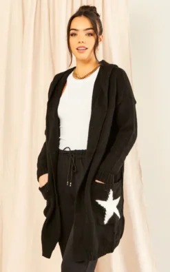 Black Hooded Star Cardigan
