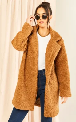 Brown Oversize Camel Teddy Winter Coat Jacket Outerwear
