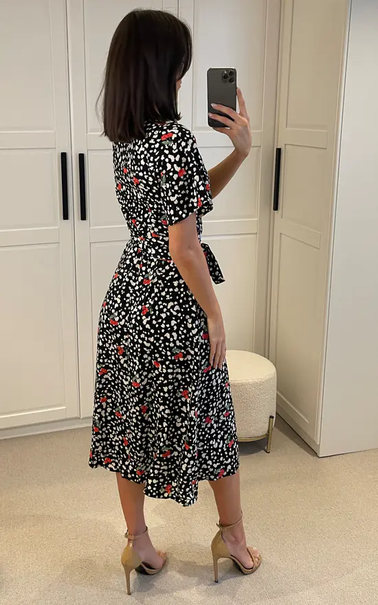 Multicolour Leopard & Floral Print Midi Wrap Dress With Belt Fastening - Image 4
