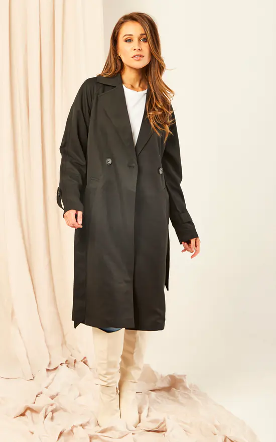 Trench Coat In Black - Image 3