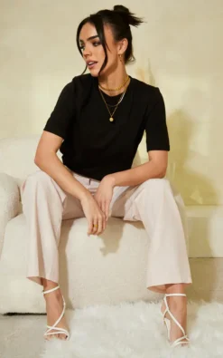 Vila Boxy Fit Short Sleeve T Shirt In Black