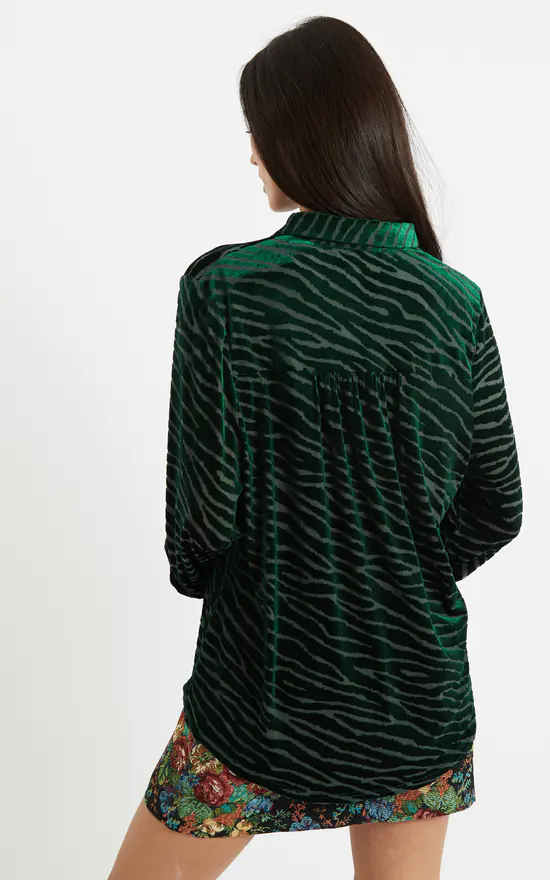 Louche Byron Zebra Devore Shirt Green - Image 4