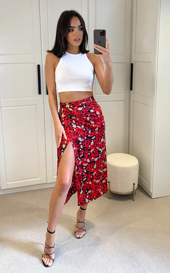 Multicolour Print Midi Wrap Skirt - Image 3