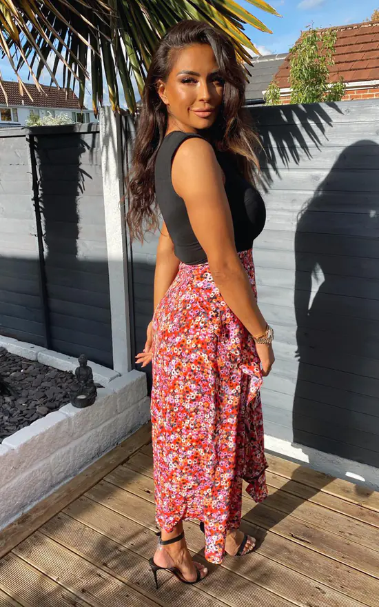 AX Paris Red Printed Skirt 2 In 1 Midi Dress - Image 3