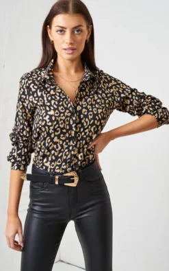 Black & Gold Leopard Print Shirt