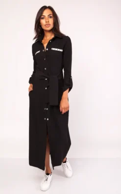 Maxi Shirt Dress In Black