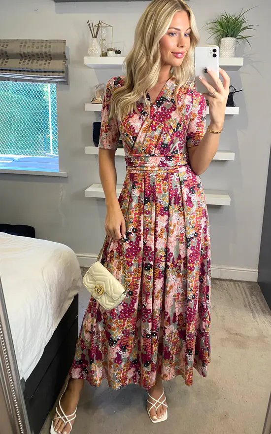 Jolie Moi Akayla Printed Jersey Maxi Dress, Orange Multi - Image 2