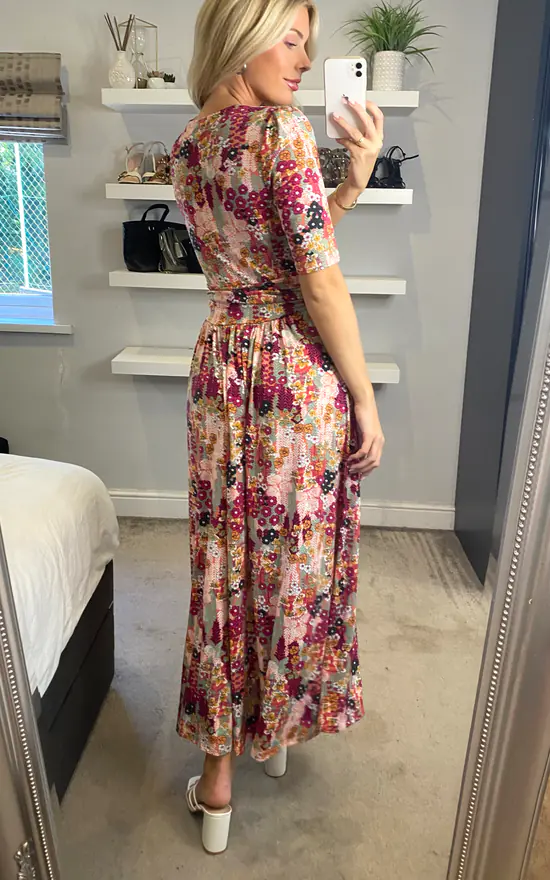 Jolie Moi Akayla Printed Jersey Maxi Dress, Orange Multi - Image 4