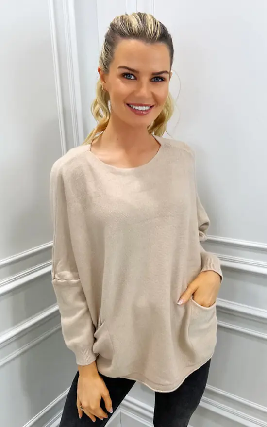 Roma Knit Jumper In Beige