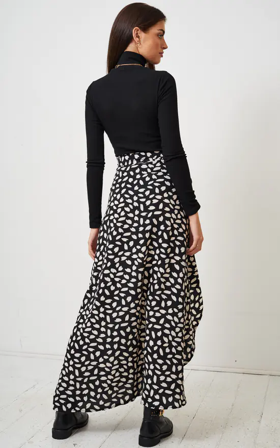 Black And White Leopard Print Maxi Wrap Skirt - Image 4