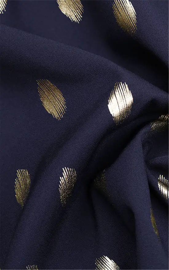 Short Sleeve Top With Gold Print Detail In Navy - Image 4