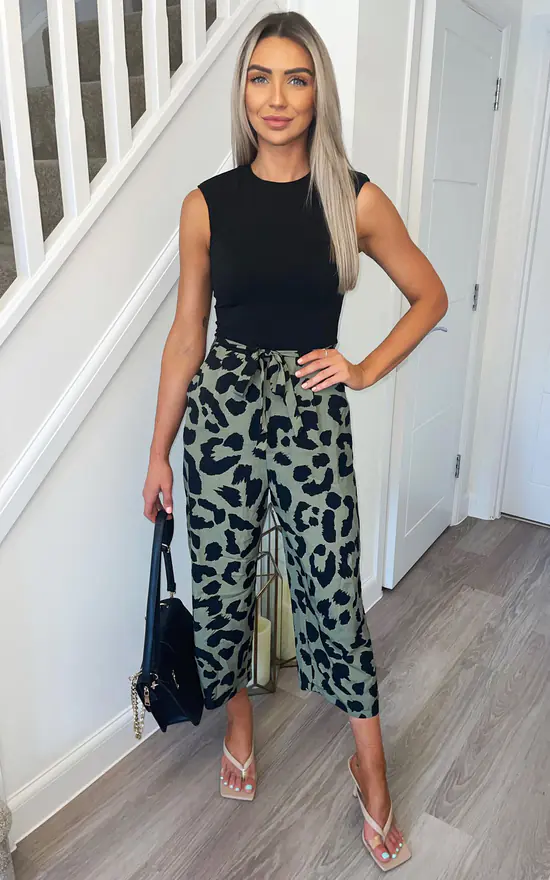 AX Paris Black And Khaki 2 In 1 Animal Print Jumpsuit - Image 2
