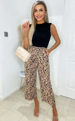 AX Paris Black And Peach 2 In 1 Animal Print Jumpsuit