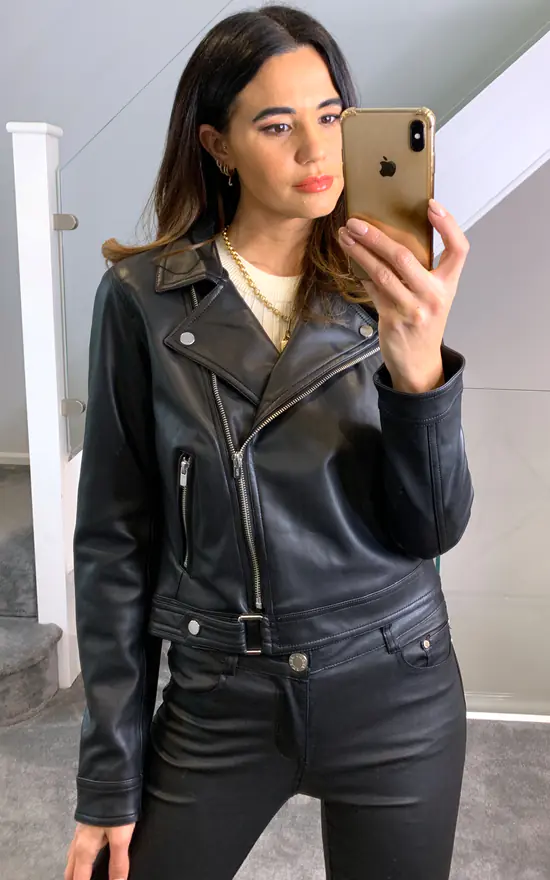 ONLY Biker Faux Leather Black Jacket - Image 2