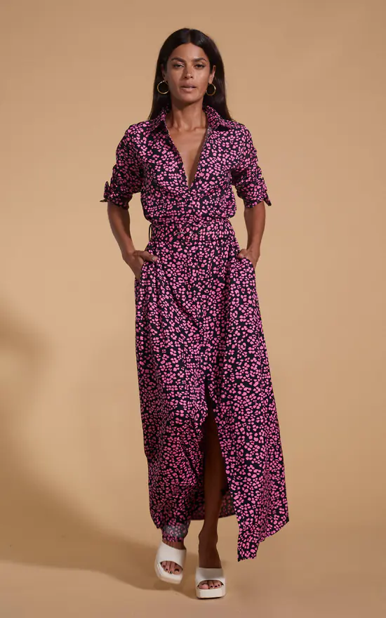 Dove Dress In Pink On Black Leopard - Image 3