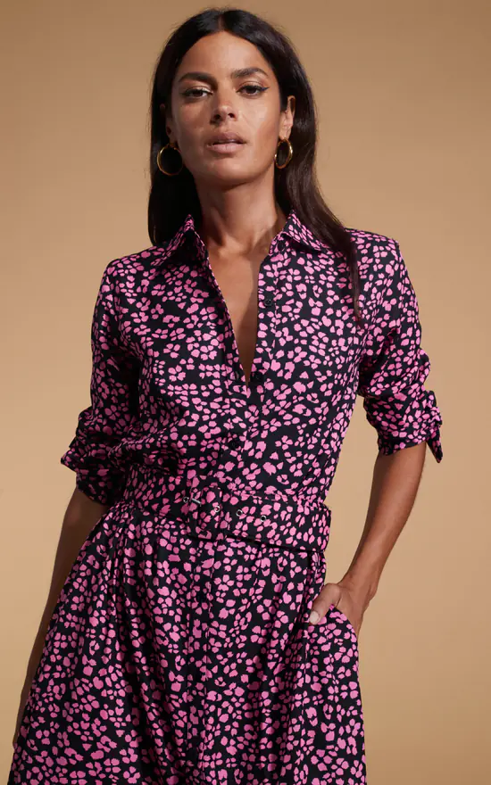 Dove Dress In Pink On Black Leopard - Image 4