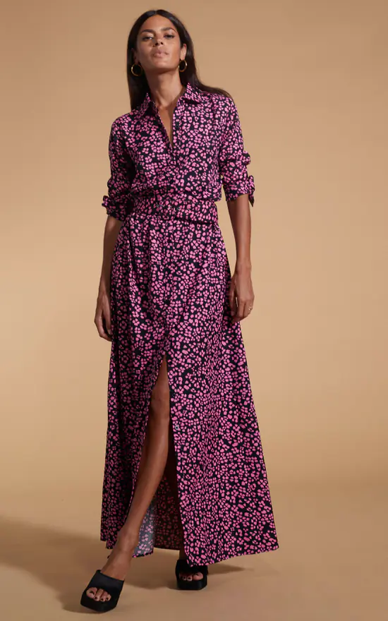 Dove Dress In Pink On Black Leopard - Image 2