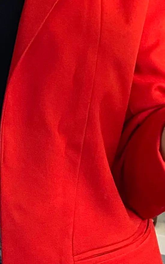 Anastasia Red 3/4 Sleeve Roll Cuff Blazer - Image 4