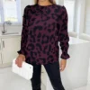 AX Paris Plum And Black Animal Print Long Sleeve Top