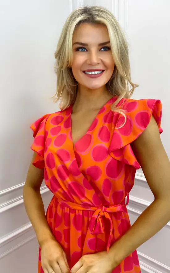 Boho Venezia Midi Dress Orange/Pink Bubble - Image 4