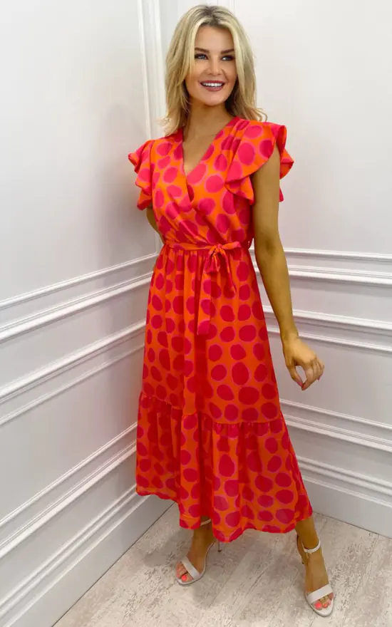 Boho Venezia Midi Dress Orange/Pink Bubble - Image 2