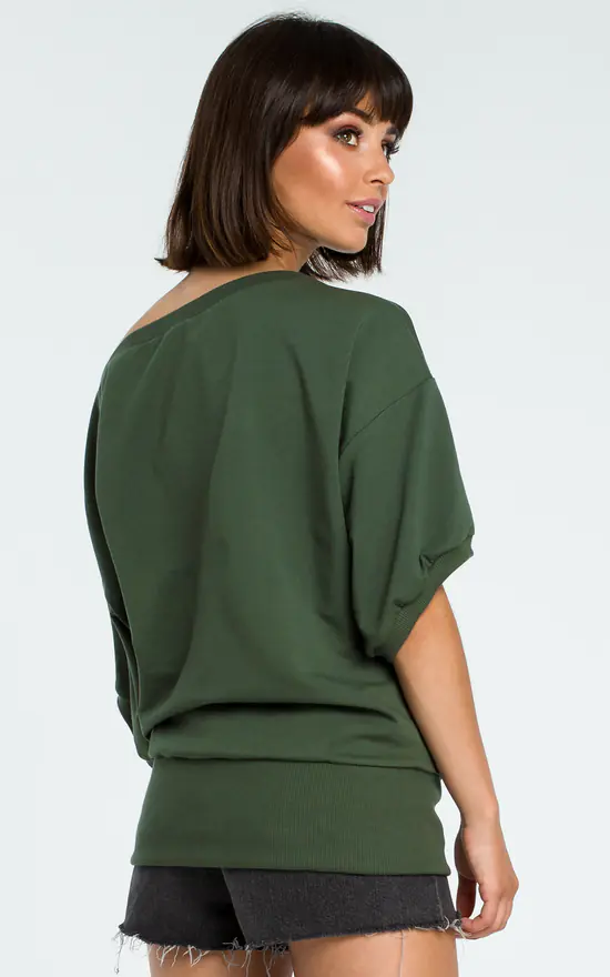 Green Oversized Cold Shoulder Blouse - Image 4