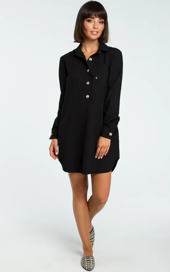 Black Loose Shirt Tunic With Buttons - Image 3