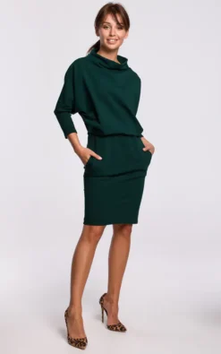 Mini Dress With Kimono Sleeve In Green