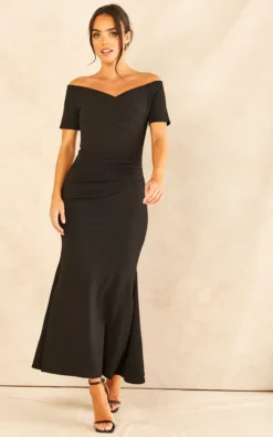 Bardot Off Shoulder Maxi Dress Black