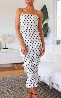 Capri White & Black Polka Dot Dress
