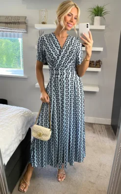 Genesis Wrap Front Maxi Dress, Light Blue