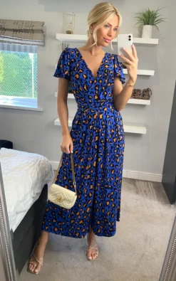 Jolie Moi Devorah Culotte Jumpsuit, Blue Animal