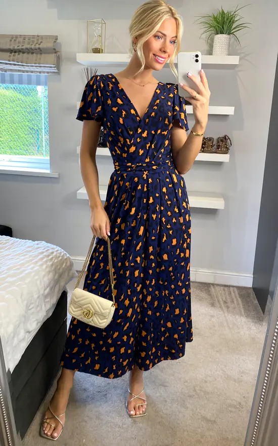 Jolie Moi Devorah Culotte Jumpsuit, Navy Animal - Image 3