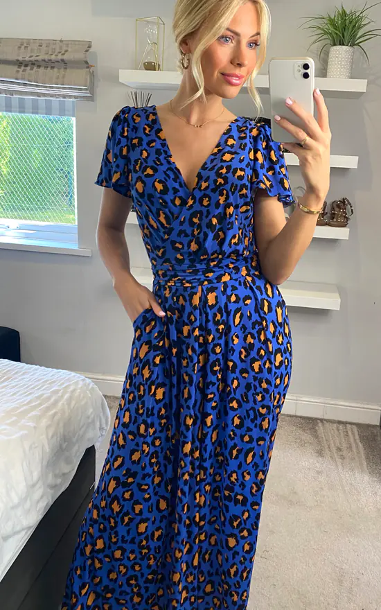 Jolie Moi Devorah Culotte Jumpsuit, Blue Animal - Image 3